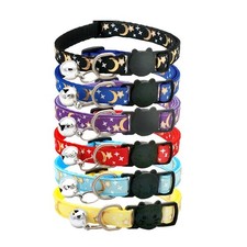 Adjustable Cat Collar with Bell Cartoon Star Moon Safety Collar for Cats Kitte