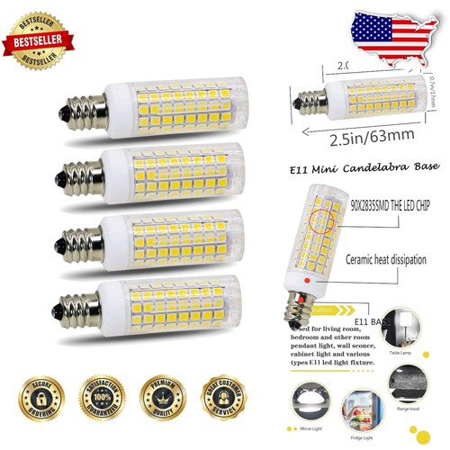 Energy-Saving E11 LED Bulbs - 4-Pack Dimmable 8W Daylight Brightness Replacement
