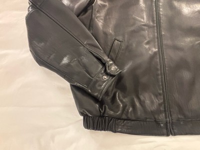 Jos. A. Bank Signature Collection Black Leather Bomber Jacket Size