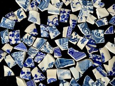 Broken China Mosaic Tiles Blue White Mix 85 pieces set f
