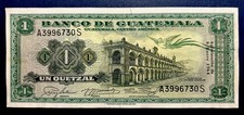 Banco de Guatemala 1964 ONE Quetzal 1 Crisp XF, High Value Note, UK Print