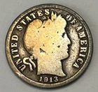 1913 S 10c Barber Dime Silver Coin