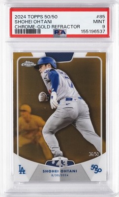 2024 TOPPS 50/50 SHOHEI OHTANI CHROME-GOLD REFRACTOR SHOHEI OHTANI 36/50 PSA 9