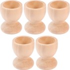5pcs Wood Egg Cups Creative Kids Diy Graffiti Eggs Holder Easter Party Supplies