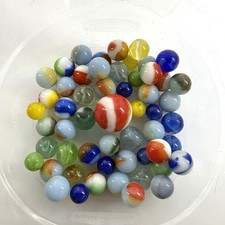 Vtg  Modern Marble Lot Of 60 Marbles W/ Shooter Agate Cats Eye Glass Mixed Lot