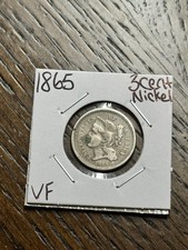 1865 Three Cent Nickel 3CN Choice VF+ Very Fine U.S. 3c Type Coin (Raw18674)