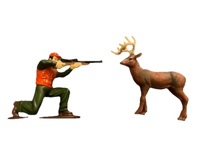 Bakery Crafts Hunter Gun Rifle Shooter Man & Deer Buck Antlers Cake Topper 3 