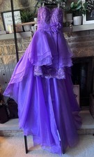 Tony Bowls Purple Strapless Sequin Lace High-Low Prom Gown
