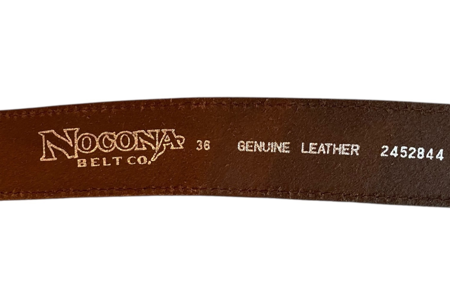 Nocona Belt Co. Unisex Western Suede Leather Strap Etched Buckle Belt Size 36