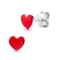 Scout Ohrstecker Aus 925/- Sterling Silber Rhodiniert Motiv Herz Rot Emailliert