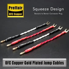 HiFi Speaker Bridge Jumper Bi-wire Audio Cable Canere Banana to Spade Plug 15cm