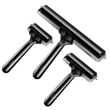 3 Pack Rubber Brayer Rollers for Crafting, Hard Rubber Rollers for Printmakin...
