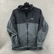 Under Armour Men's Black Gray Full Zip Hoodie Fleece Lined Activewear Jacket