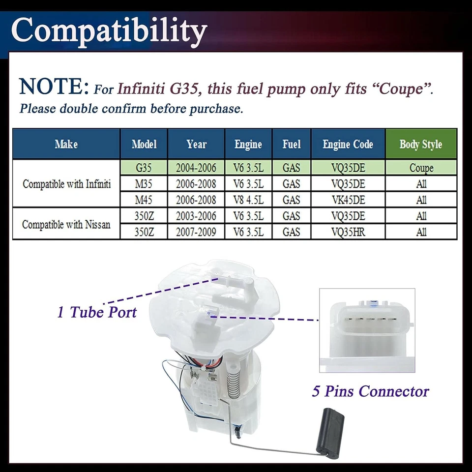Bomba de combustible eléctrica YHTAUTO con unidad de envío compatible Infiniti G35...  Foto 2 de 4