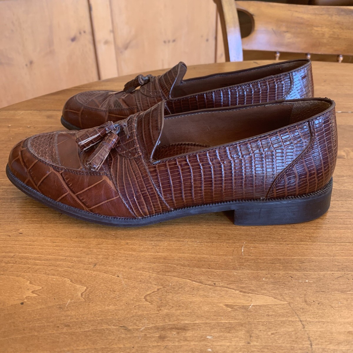 ❤️Mens STACY ADAMS Genuine Snake Tassled Loafers Shoes Sz 12 M Stacy Adams Men main image 3