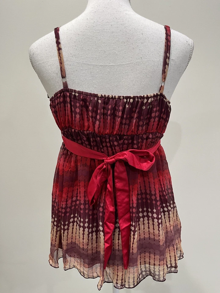 Top Babydoll transparente vintage para mujer Y2K talla M rojo oscuro hada caprichosa corbata Foto 2 de 4