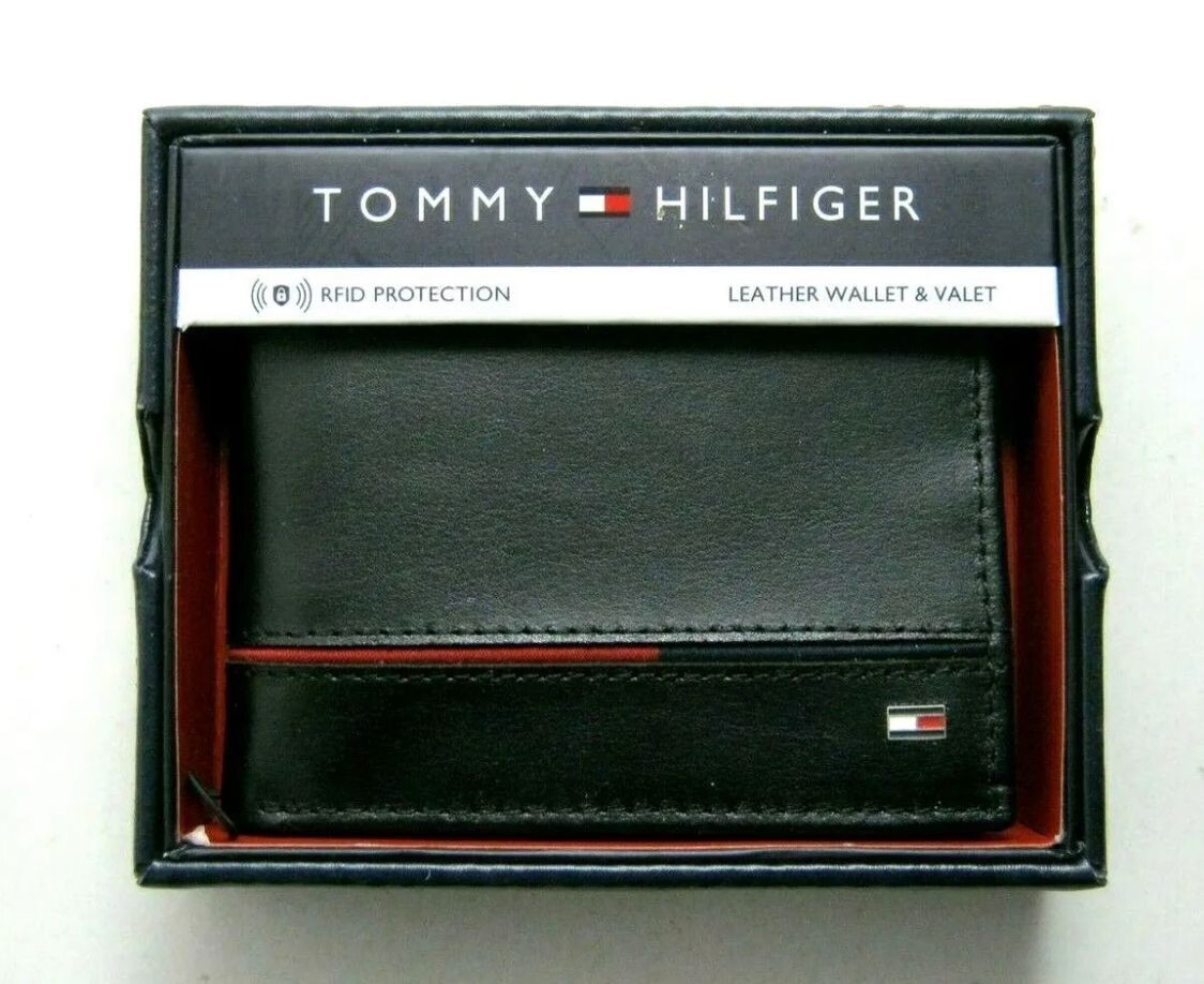 めーぷる Tommy Hilfiger Men's Leather Wallet RFID Blocking Bifold