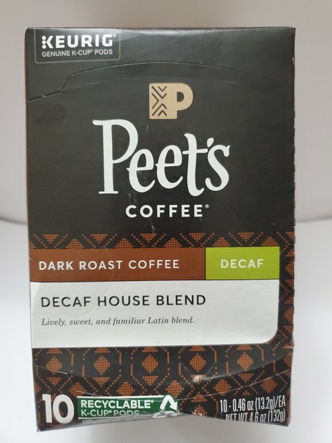 Peet S Coffee Decaffeinated House Blend Dark Roast K Cups 10 Count For Sale Online Ebay