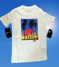 Nike Air Boys Tee White with Sunset logo and Palm trees T-shirt CI9649-100 