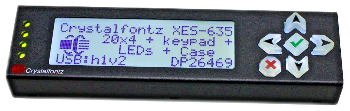 CrystalFontz XES-635 (CFA-635) 20x4 USB LCD Display in Steel Enclosure