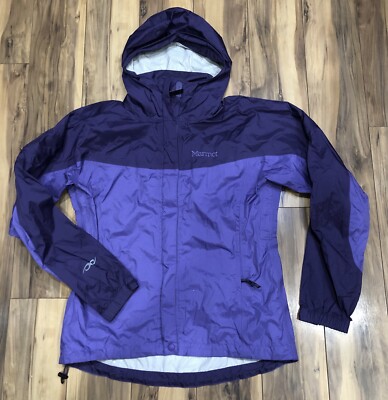 Marmot Womens PreCip Rain Jacket Size Small Vented Hooded Lightweight Coat  Purpl