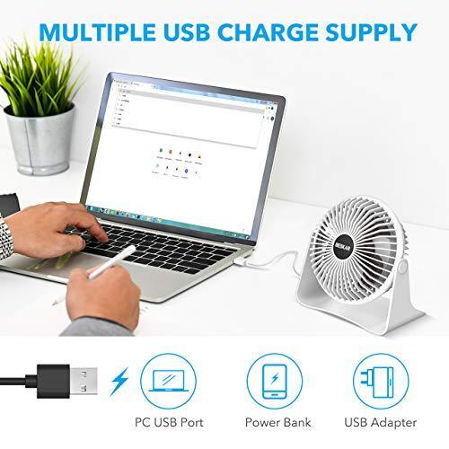 BESKAR USB Small Desk Fan 6 Inch Portable Fans with 3 Speeds Strong