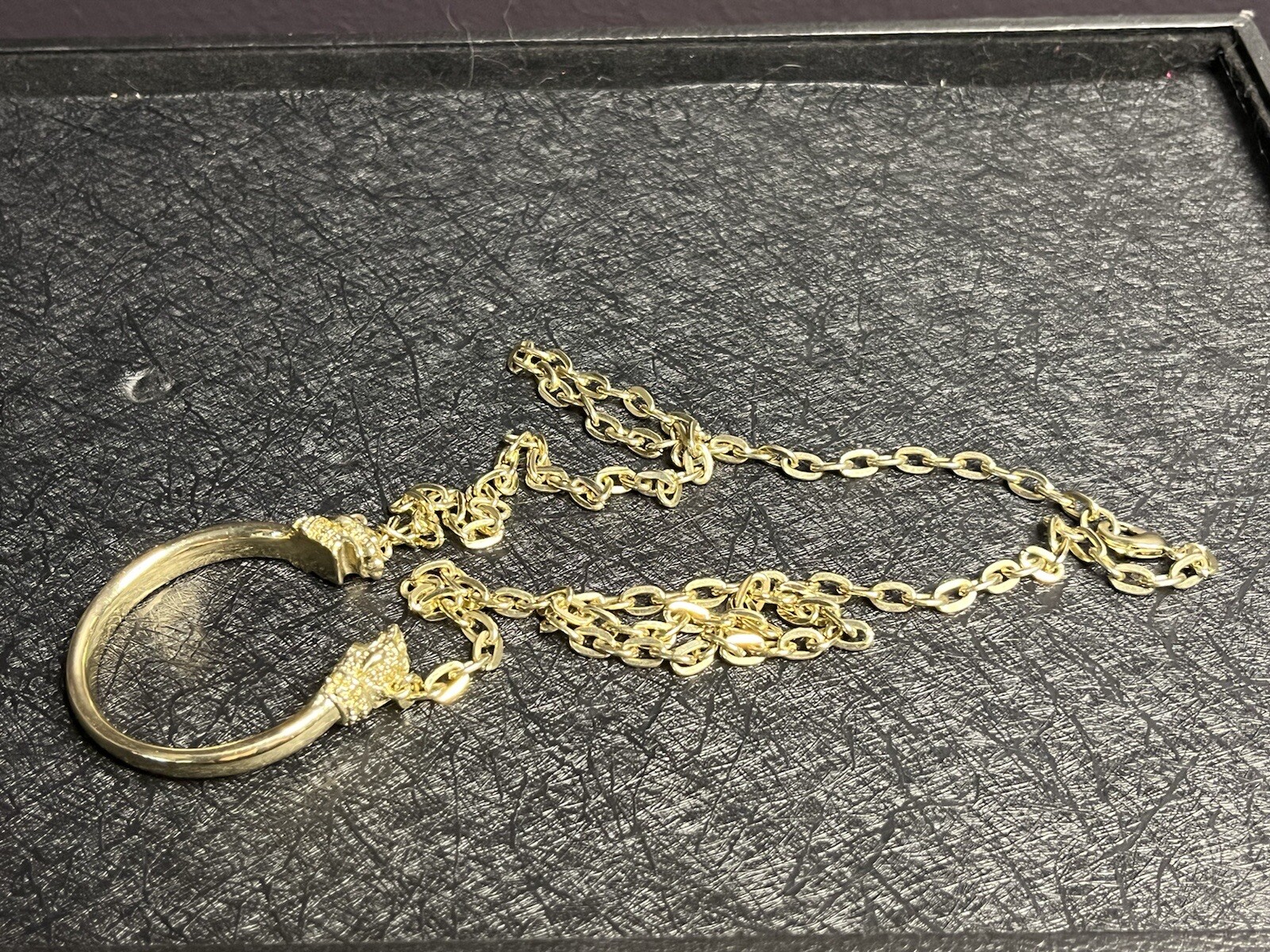 Double Dragon Head Gold Tone Fashion Necklace Jewelry… Gem