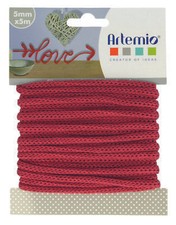 Cordon en Tricotin tout fait Rouge  5mm x 5m - Art mio