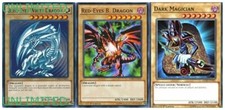 Blue Eyes White Dragon  Dark Magician  Red Eyes Black Dragon 3-Card Set LDK2 