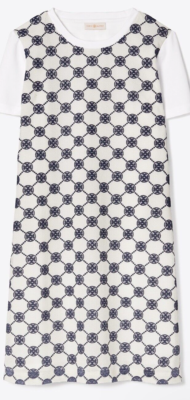 TORY BURCH T-SHIRT DRESS LOGO LACE EMBROIDERY WHITE/NAVY SZ US S NWT | eBay