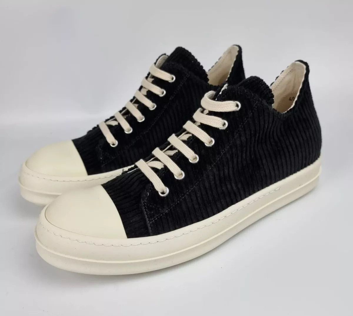 Rick Owens DRKSHDW Ramones Low Top Black Corduroy Sneakers New | eBay