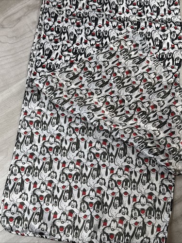 Goofy Many Faces AOP Silk Scarf Women’s 10 x 58” White Black Red w/ White Mickey - Picture 7 of 10