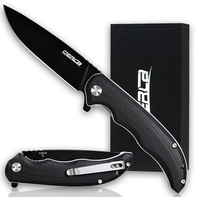 OERLA 8.9'' Medium Size Folding Pocket Knife with D2 High Carbon Steel and Black