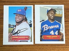 2022 Topps Heritage Baseball Box Topper Oversized  Hank Aaron & Vlad Guerrero Jr