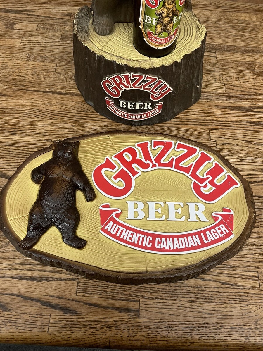 Grizzly Beer Canadian Lager Signs/Ad Displays Home Bar - Bear