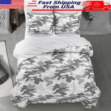 Camouflage Bed Full Soft Polyester Comforter Set Kids Room Machine Washable New