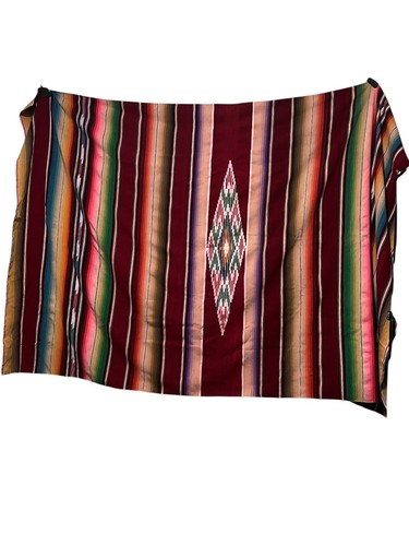 Wool Saltillo Sarape Blanket 90 X 60 Colorful Aztec Southwest Diamond Mexican