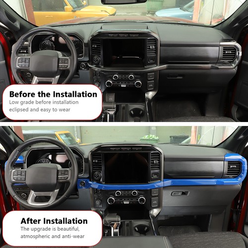 Blue Center Console Dashboard Cover Trim Strips For Ford F150 2021+ Accessories - Picture 3 of 9