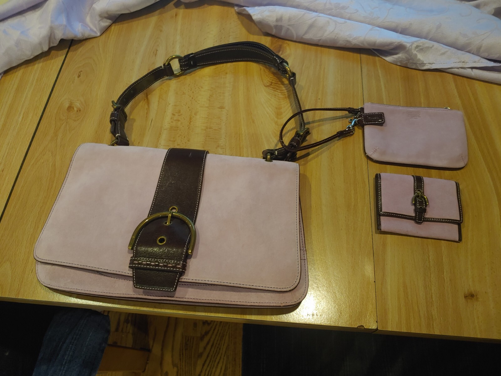 Coach Violet Rectangular Suede Shoulder Bag Handb… - image 1