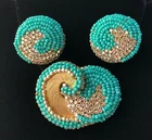 Vintage Miriam Haskell Brooch & Earrings Set-Beads/Pearls/Crystals/Gold Tone