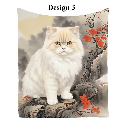Cute Persian Cat Flower Comfy Flannel Bedspread Sofa Throw Blanket Holiday Gift - Picture 14 of 19