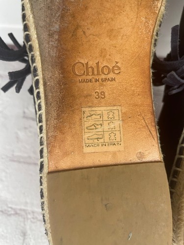 Espadrillas Chloe da donna in camoscio con frange e plateau nere taglia 8,5 US 39EU - Foto 7 di 12