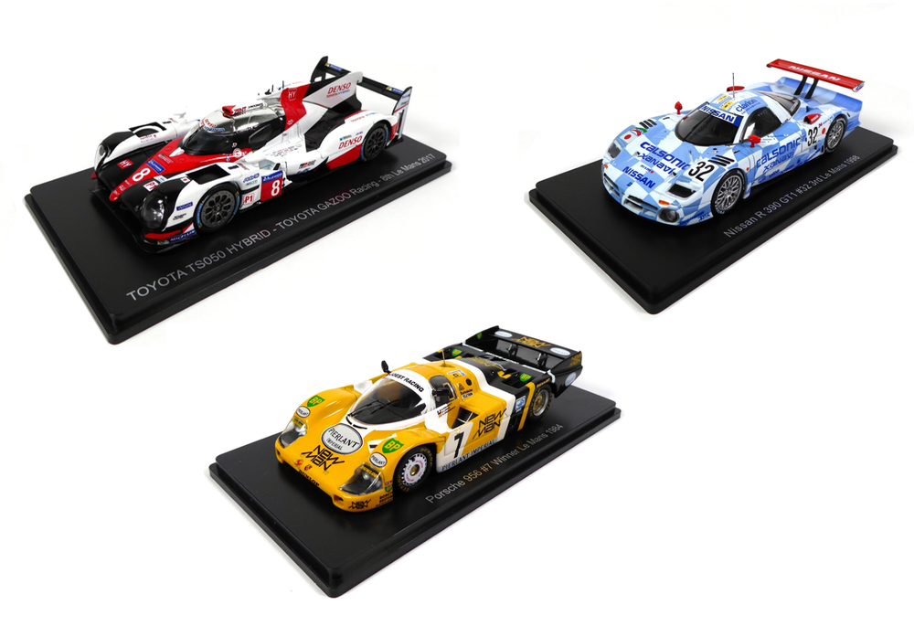 Set of 3 Model Car 24h Le Mans : Porsche + Nissan + Toyota - 1:43 Spark 1+3+5
