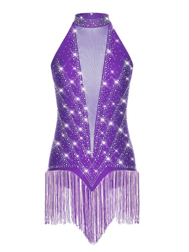 Womens Sparkly Latin Dance Leotard Dress Samba Tango Ballroom Dance Costume - Picture 71 of 140