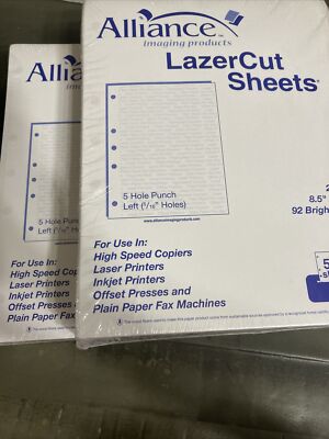 2 Pack Alliance Punched, Laser Cut Sheet Paper 8.5'' x 11''  20lb 92 Bright