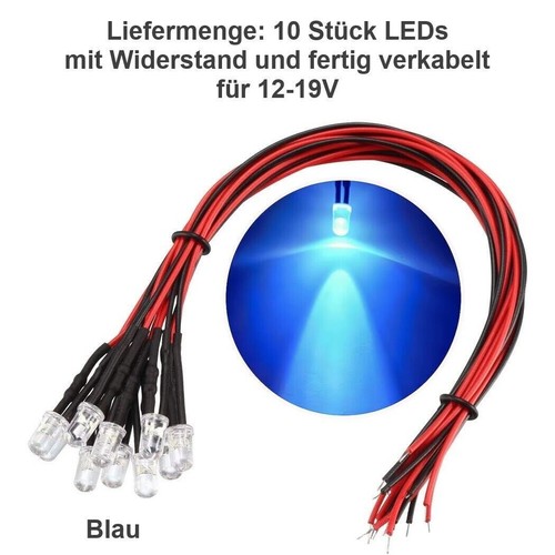 LED 5mm 12V 14V 16V 19V Kabel Widerstand fertig angelötet verkabelt 10 Stück - Bild 13 von 19