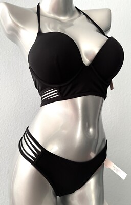Victoria's Secret Swim Long Line Bombshell +2 Cups Top & Brazilian Bikini Set