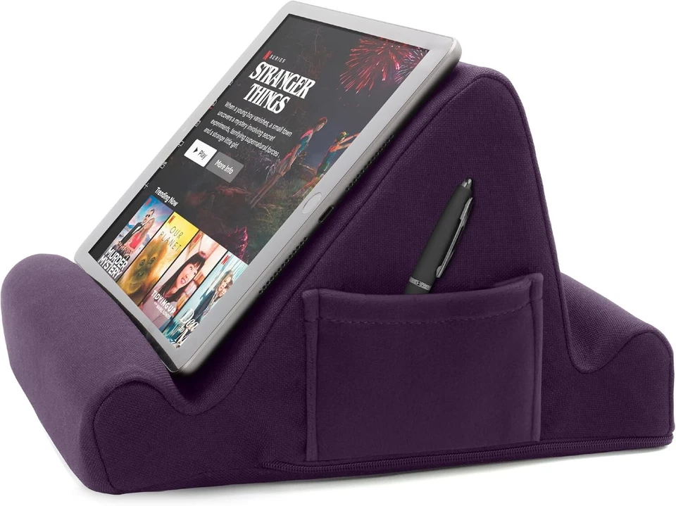 Cómodo escritorio portátil de espuma viscoelástica con bolsillos de almacenamiento para todos los dispositivos Foto 3 de 4