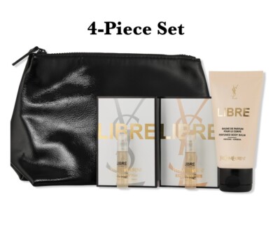 4-Pc YSL Yves Saint Laurent Libre Eau de Parfum Sample Body Balm Travel Pouch
