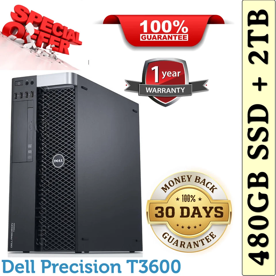 Dell Precision T3600 E5-1620 3.60GHz 4-CORE 16GB RAM 480GB SSD + 2TB Nvidia K620 - Image 2 of 4